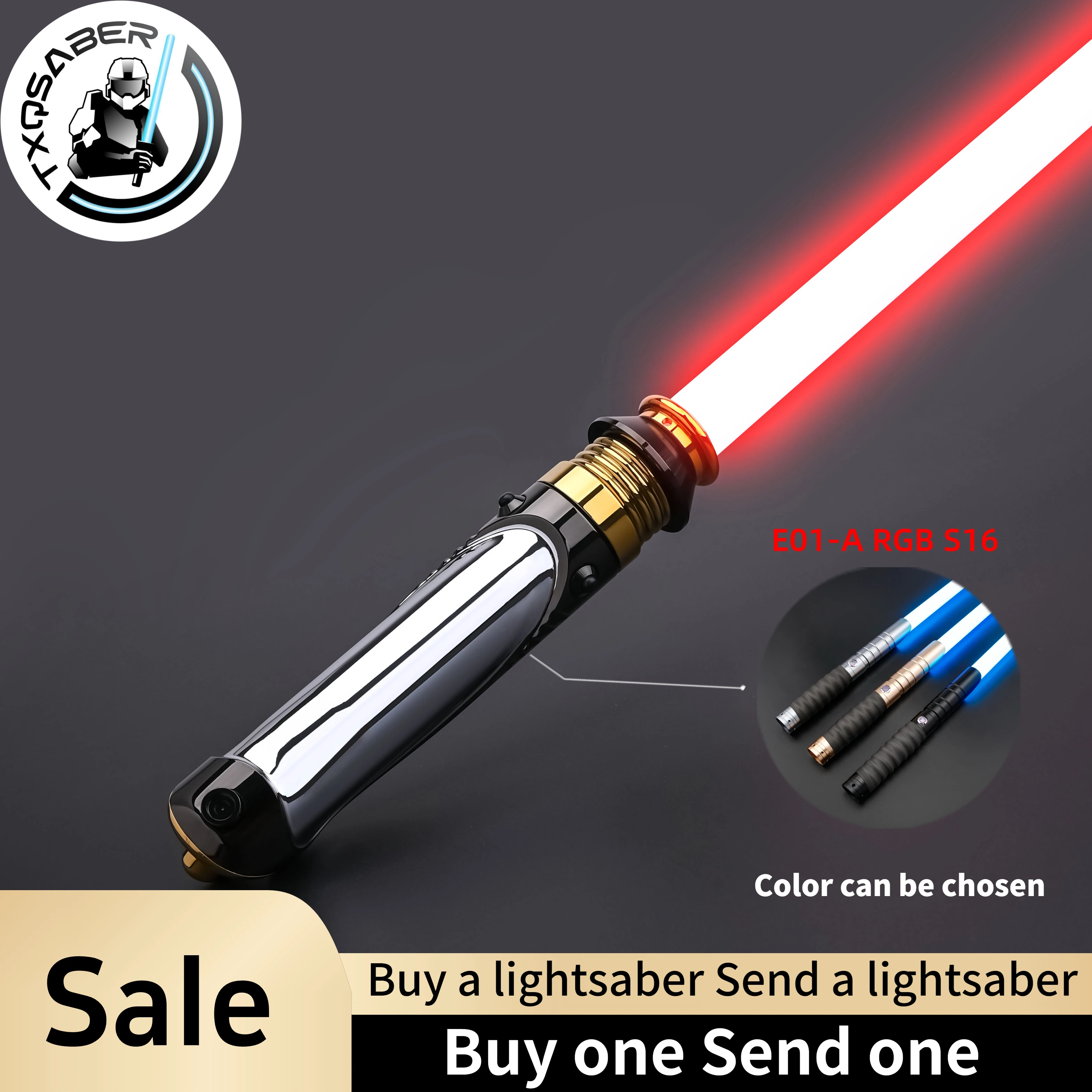 TXQSABER Replica Lightsaber Emperor Palpaine Metal Hilt SRGB Pixel Light Sword Smooth Swing Blaster Light Sword Toys for Cosplay
