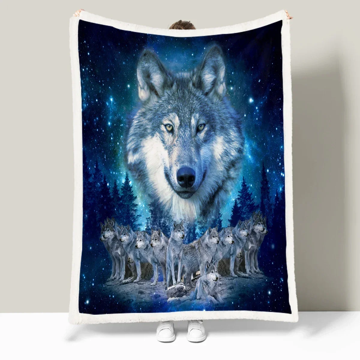 King Of Wolves Throw Blanket Printed Blanket Super Soft Sherpa Blanket for Couch Sofa Bed