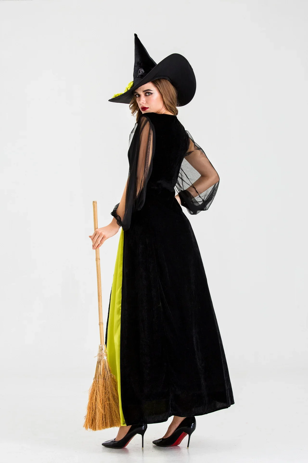 Fantasy Witch Fancy Dress Up Party Dress Carnival Performance Clothing Halloween Costume Sorceress Costume Adult Cosplay XL 2XL