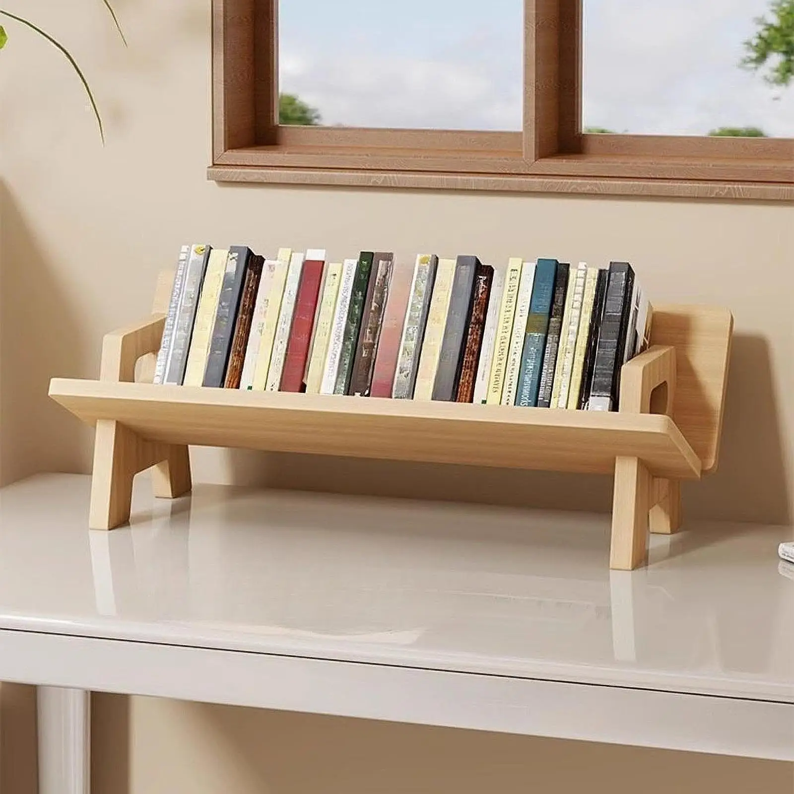 

Деревянная настольная книжная полка Книжный шкаф Полка для дисков для журналов Офис Спальня