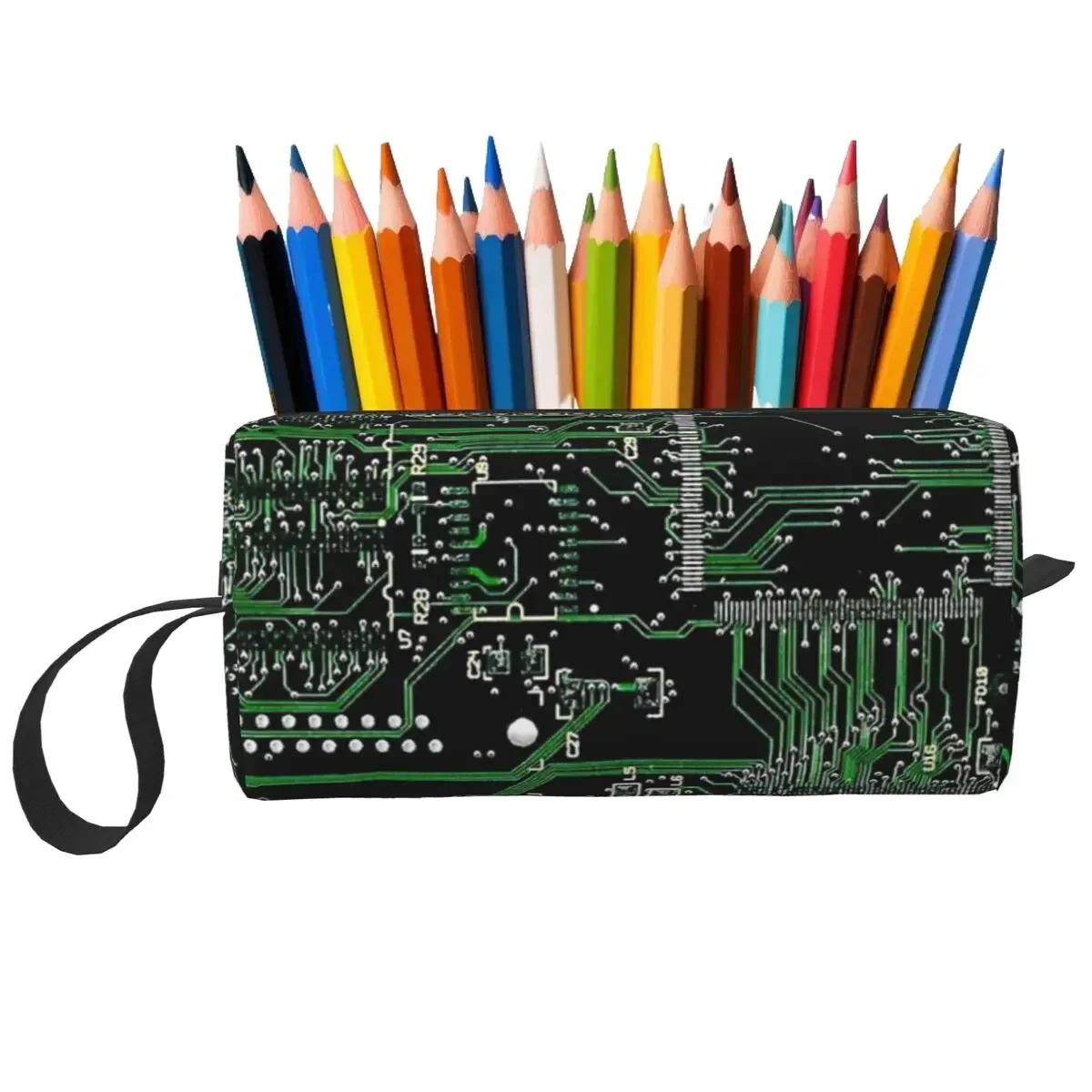 Circuit Board Green Makeup Bag Cosmetic Organizer Storage Dopp Kit Toiletry Cosmetic Bag for Women Beauty Travel Pencil Case