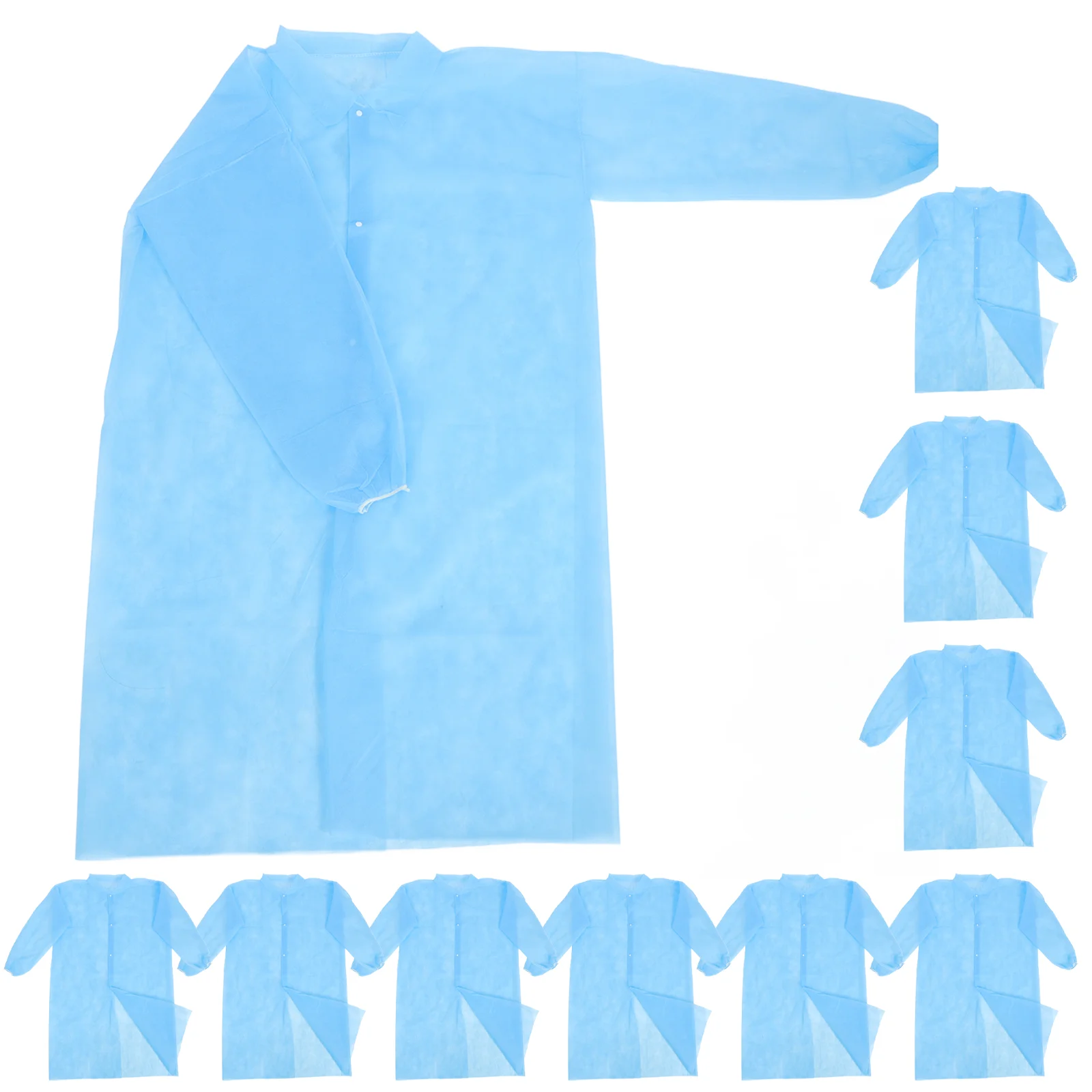 10 Pcs Dustproof Clothing Hazmat Suits Lab Coat Air Condition Chem Button Women's