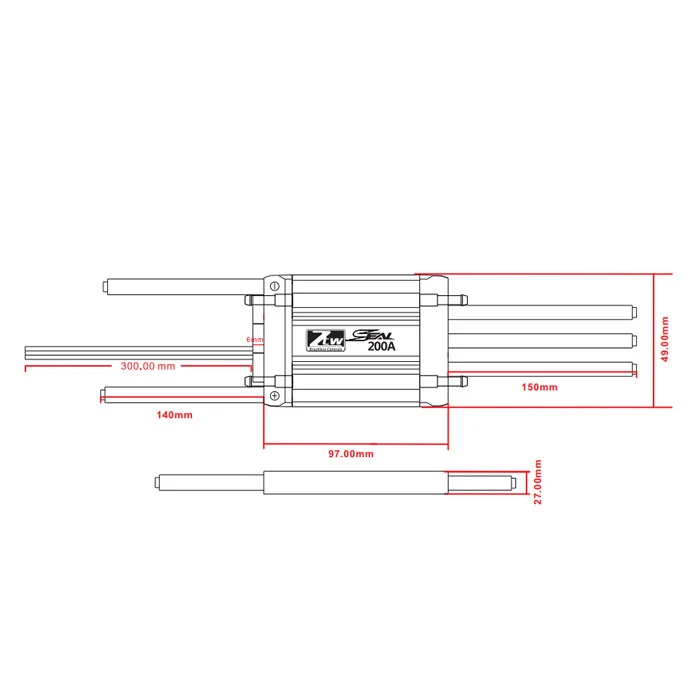 ZTW - Seal 200A SBEC 8A ESC Water cooled Brushless Speed Controller for Boat or Underwater Thruster efoil