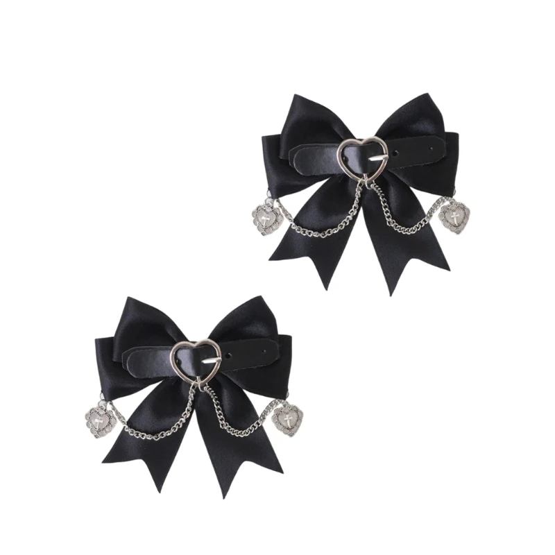 Halloween Heart Bows Barrette Gothic Accessory for Parties and Daily Wear