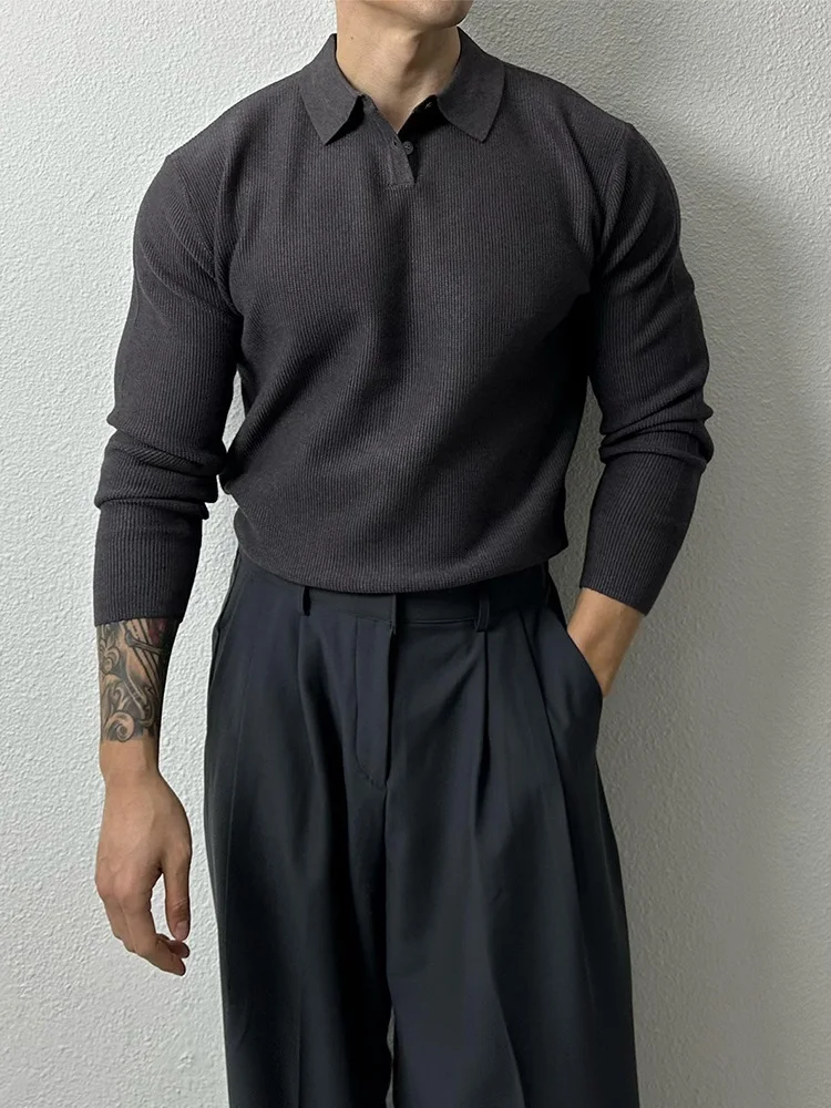 

Ele Knitted Long Sve irt Men's Loose Fit Comfortable Skin-friendly Casual Sle Polyester Fiber Regular Length