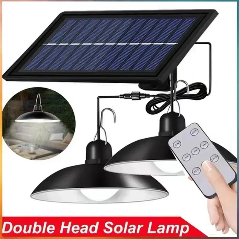 Solar Panel Chandelier Led Solar Pendant Light Powered Lamp White/Warm Light With Remote Control Camping Outdoor Garden