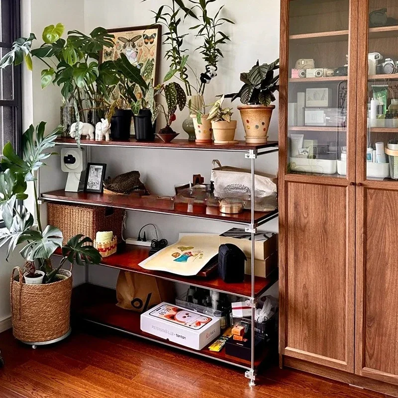 Floor to ceiling balcony Living room flower stand Display stand Multi-layer storage rack Stainless steel optical shaft rack
