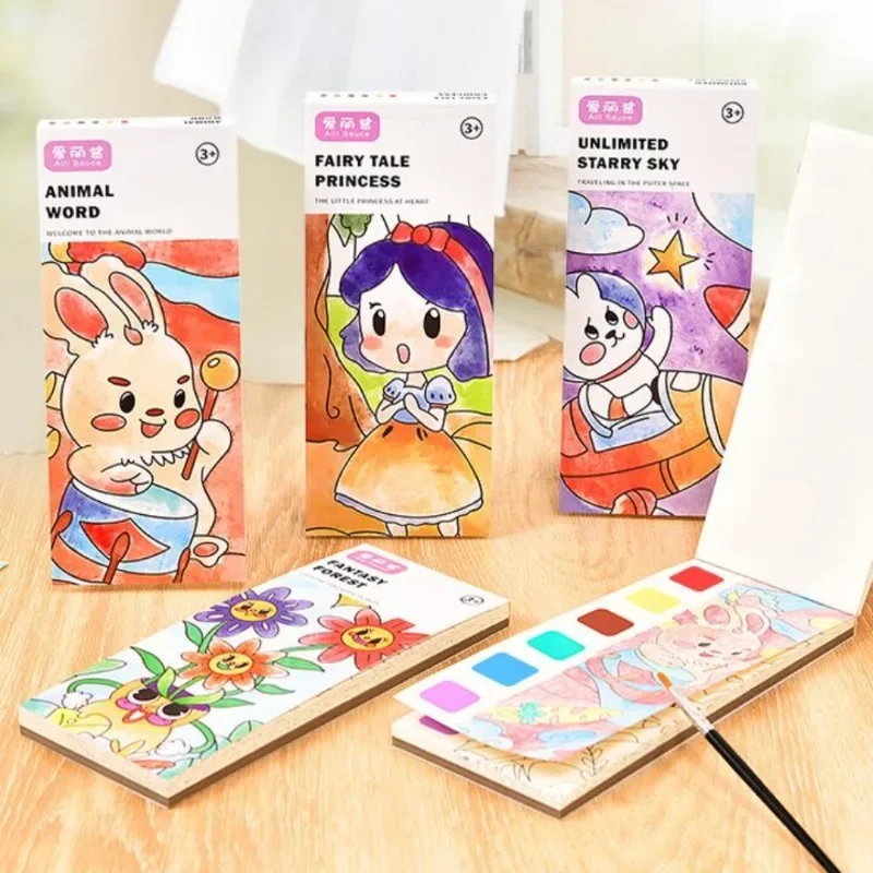 Portable Children Watercolor Painting Book 20 Sheets Gouache Graffiti Picture Coloring Books Water Drawing Toys Set Kids Gifts