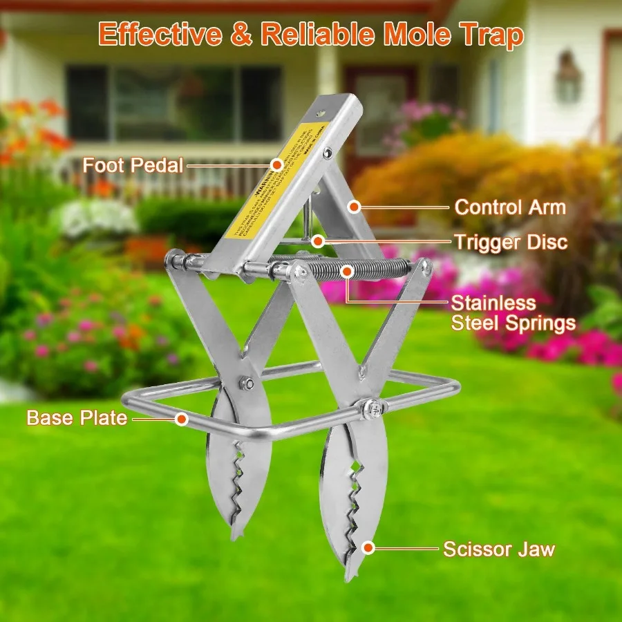

2PCS Easy Setup Mole Traps Outdoor Reusable Scissor Mole Gopher Rodent Control Trap Solid Metal Material For Lawn Garden Yard