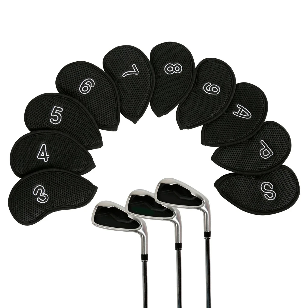 Dropship 10Pcs Golf Head Headcover Sets, Mesh Fabric Golf Iron Head Covers Golf Wedges Cover with Big Numbers for Golf Club Head