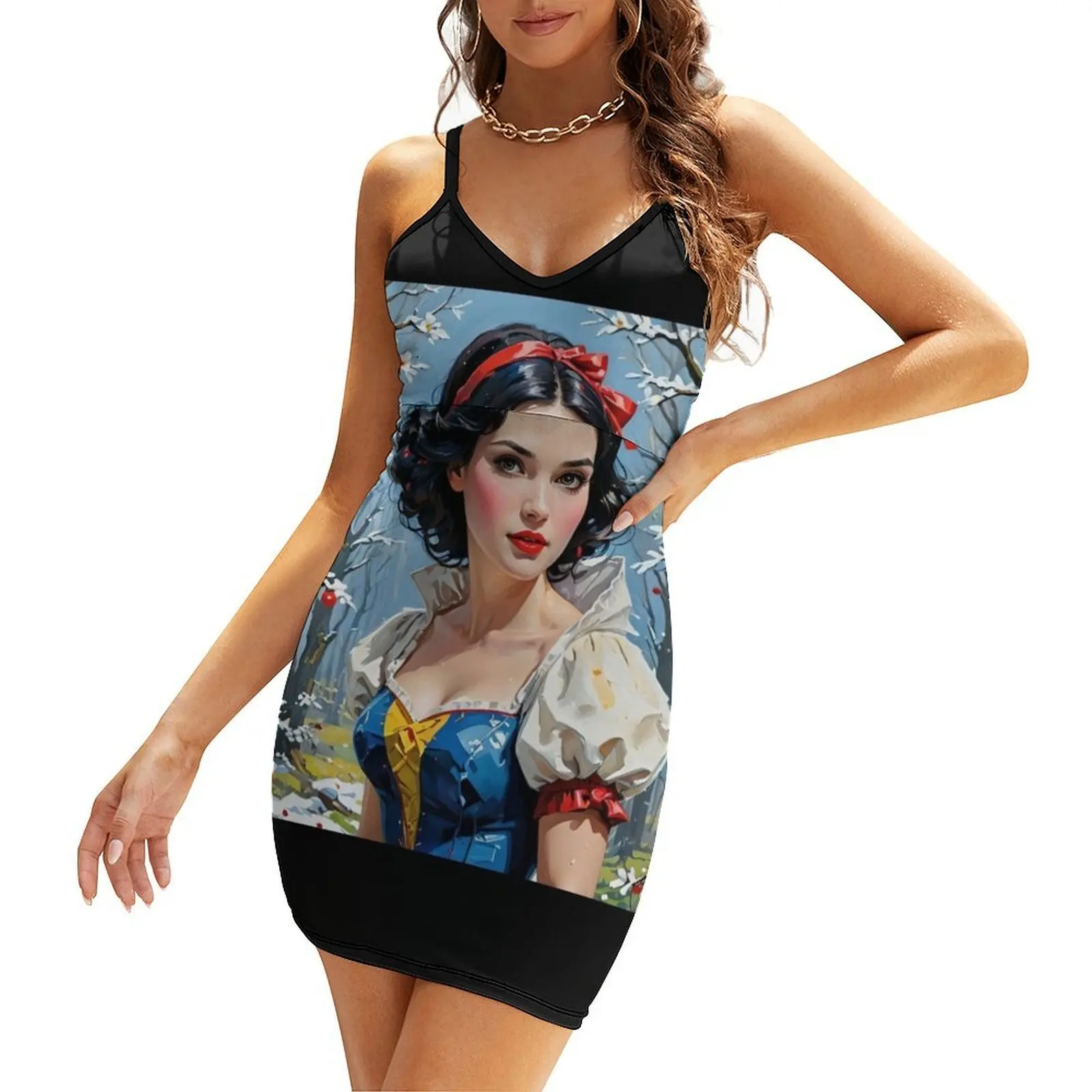 

Snow White - Classic Fairytale Princess in Enchanted Snowy Forest Scene Sling Dress sexy short dresses daring Beachwear
