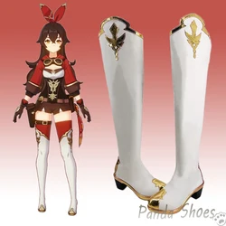 Genshinimpact Amber Cosplay Shoes Anime Game Cos stivali lunghi bianchi ambra Cosplay Costume Prop Shoes for Con Halloween Party