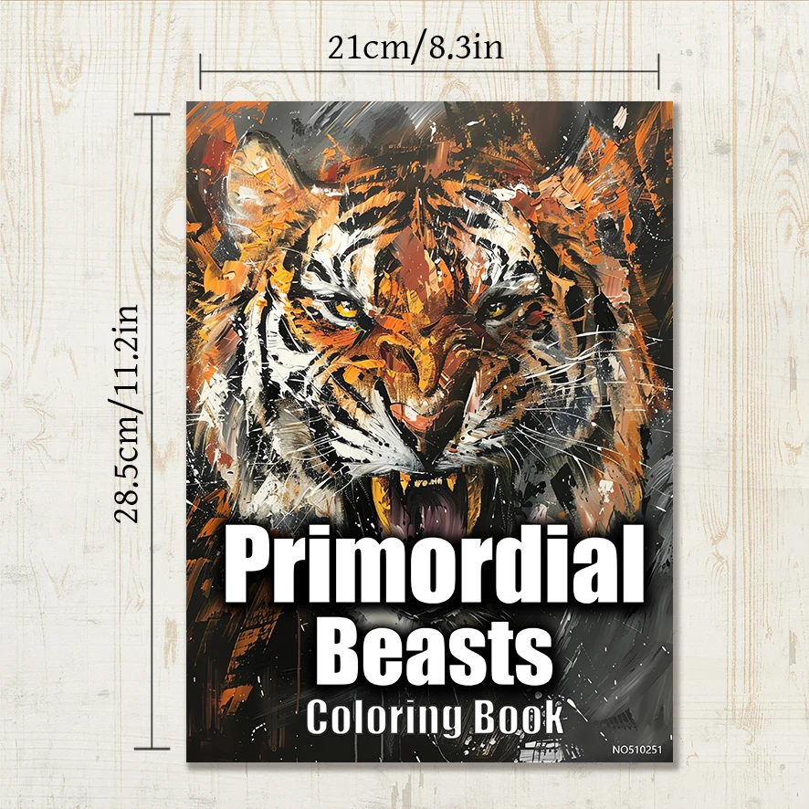 Primordial Beasts Coloring Book - 8.3x 11.2 Inch 22 Page Coloring Book - Helps Reduce Stress and Ease Emotions