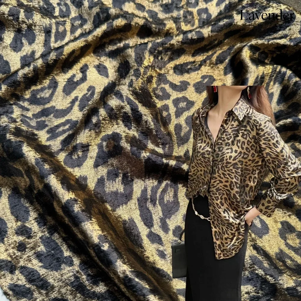 Leopard Print Velvet Metallic Gold Silver Foil Knit Fabric Sewing Material Gown Fashion Outfit Stage Costume Designer DIY Fabric
