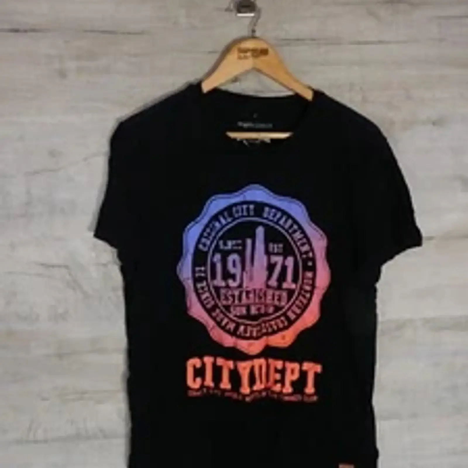 crafted goods city dept graphic T Shirt Vintage Black W Blossom Tag Large vintage Washed Versatile Top For Everyday Wear