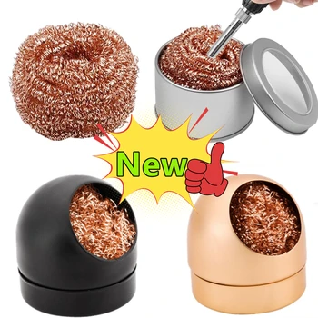 새로운 청소 공 납땜 제거 납땜 인두 메쉬 필터 청소 노즐 팁 구리 와이어 클리너 볼 금속 Dross Box Clean Ball