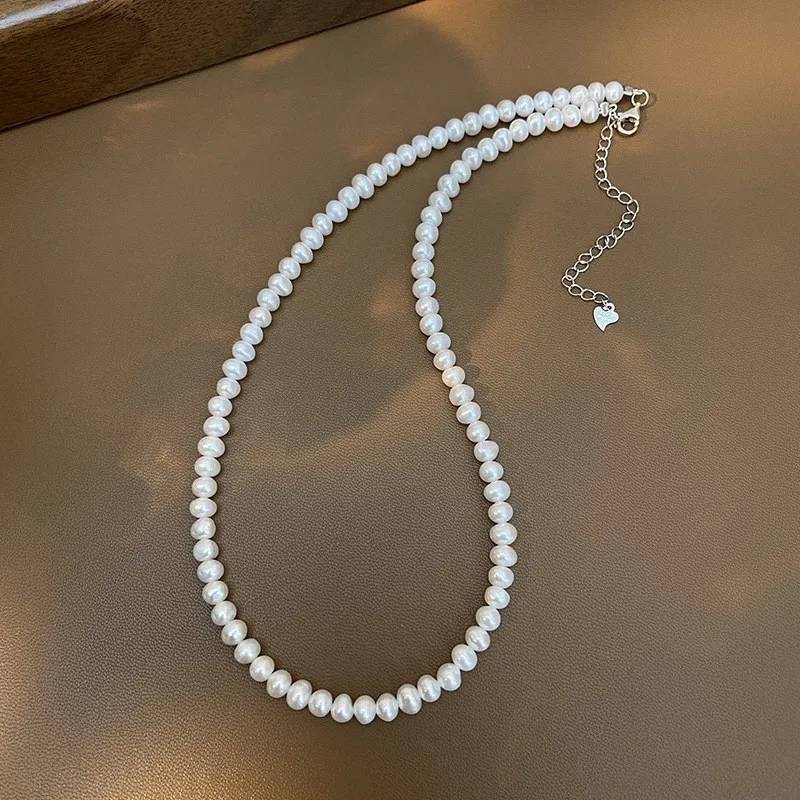

Daiinashi Near Round Freshwater Pearl Necklaces for Women 38cm Length with 7cm Chain 925 Sterling Silver Adjustable Necklaces