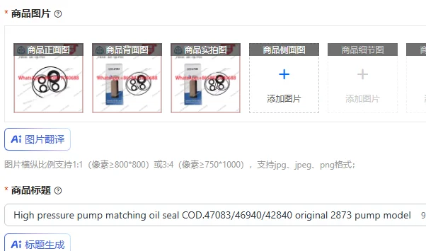 

High pressure pump matching oil seal COD.47083/46940/42840 original 2873 pump model RG/RGL, etc