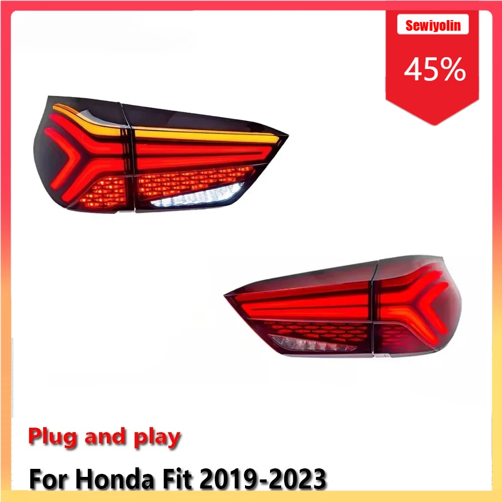 

Автомобильный светодиодный задний фонарь, автомобильные детали для HONDA Fit 2019-2023, авто противотуманные DRL, стоп-сигнал, указатель поворота, Plug and Play