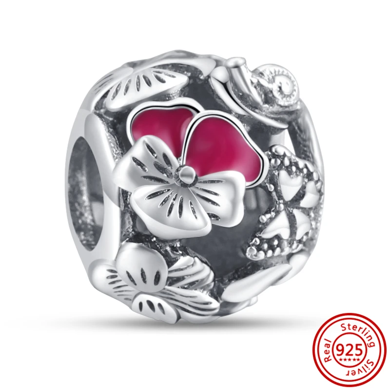 925 Silver New Flowers Crowns Butterflies Hearts Fine DIY Beads Fit Original Pandora Charms 925 Bracelet Necklace Spring Jewelry