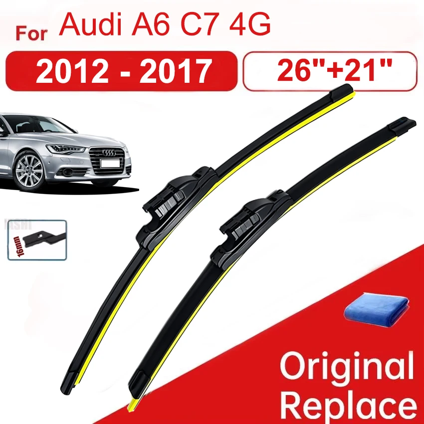 Image of Scheibenwischer vorne, Set für Audi A6 C7 4G 2012 2013 2014 2015 2016 2017, Windschutzscheibe, Windschutzscheibe, Frontscheibe, 26 Zoll + 21