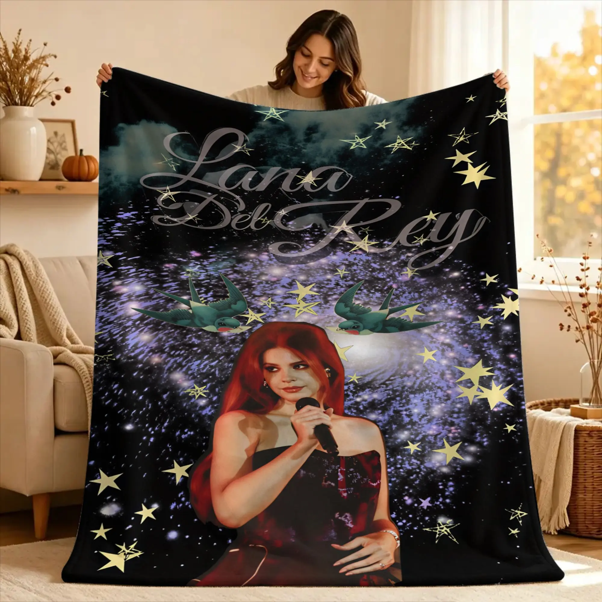 Lana Del Rey Singer Lizzy Grant  Blankets  Travel Flannel Throw Blanket For Home Decor Warm Soft Customized Quality Bedspread