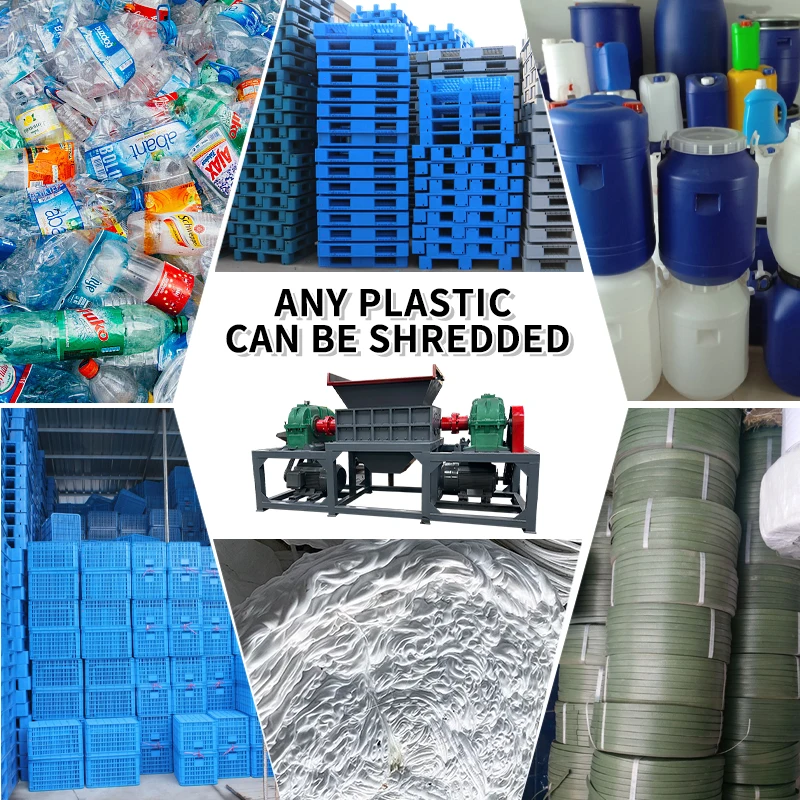 Plastic Film Belt Block Bottle Shredder Double Shaft Pump 22KW Large-Scale Powerful Shredding Machinery