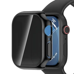 Tempered Glass Case for Apple Watch 46mm 42mm 45mm 41mm 44mm 40mm Hard PC Cover Privacy Sreen Protector iWatch 10 9 8 7 4 5 SE 6