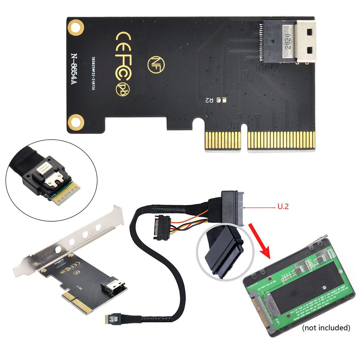 كابل بطاقة Cablecc-ssd ngff slimline ، محول pci-e إلى من من من من أجل من أجل لوحة الأم ssd و u.2 u2
