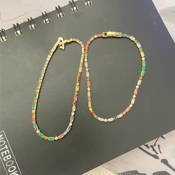 New Shiny Colorful Crystal Tennis Bracelets for Women Luxury Iced Out Cubic Zirconia Bracelet On Hand Hippie Jewelry