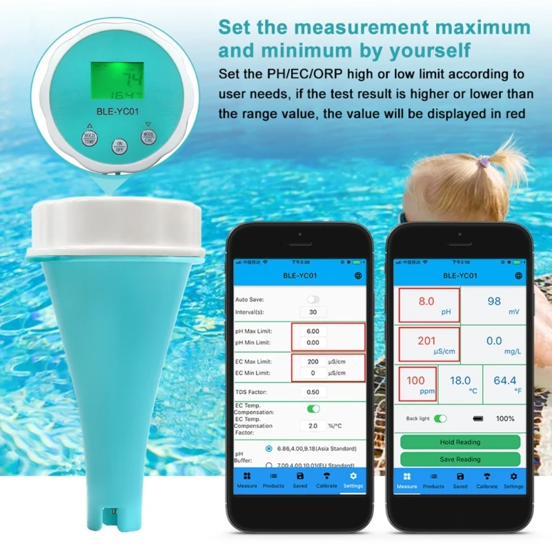 KX4B Water Quality Tester for Pools with Blue Tooth Tracking Water Testing Equipment