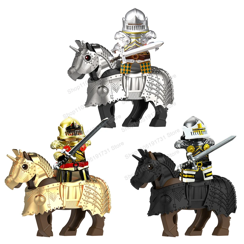 中世ゴシック騎士騎兵ビルディングブロック戦争馬アクションフィギュア剣ヘルメットアクセサリーおもちゃ子供のためのギフト