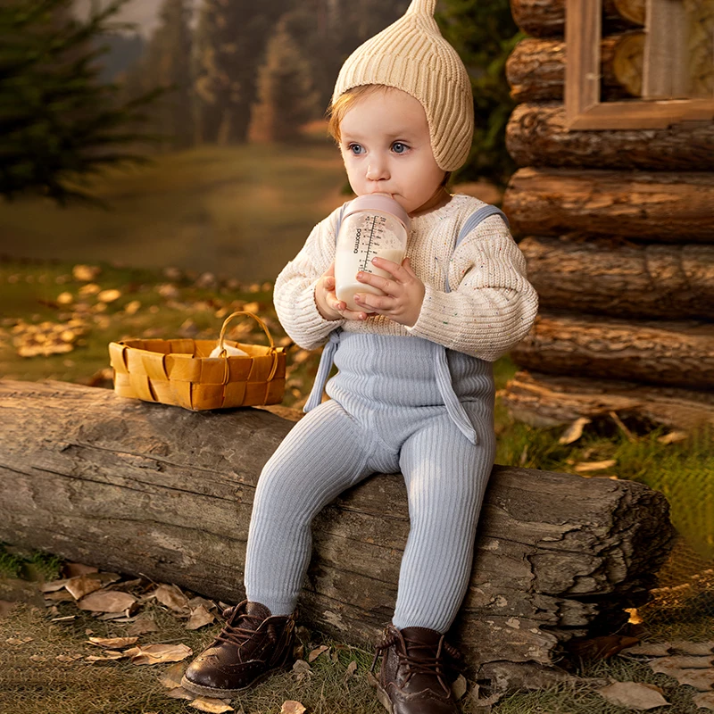 

OUYUN Baby Knit Suspender Pants High Waist Tummy Support Leggings Romper Spring Autumn Unisex 6-24M