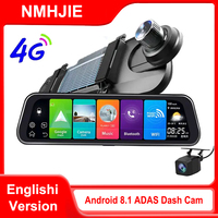 10 Inch 4G Android 8.1 Car Dvr Streaming RearView Mirror Dash Cam Full HD 1080P Video Recorder ADAS Registrator Dual Lens Dvrs