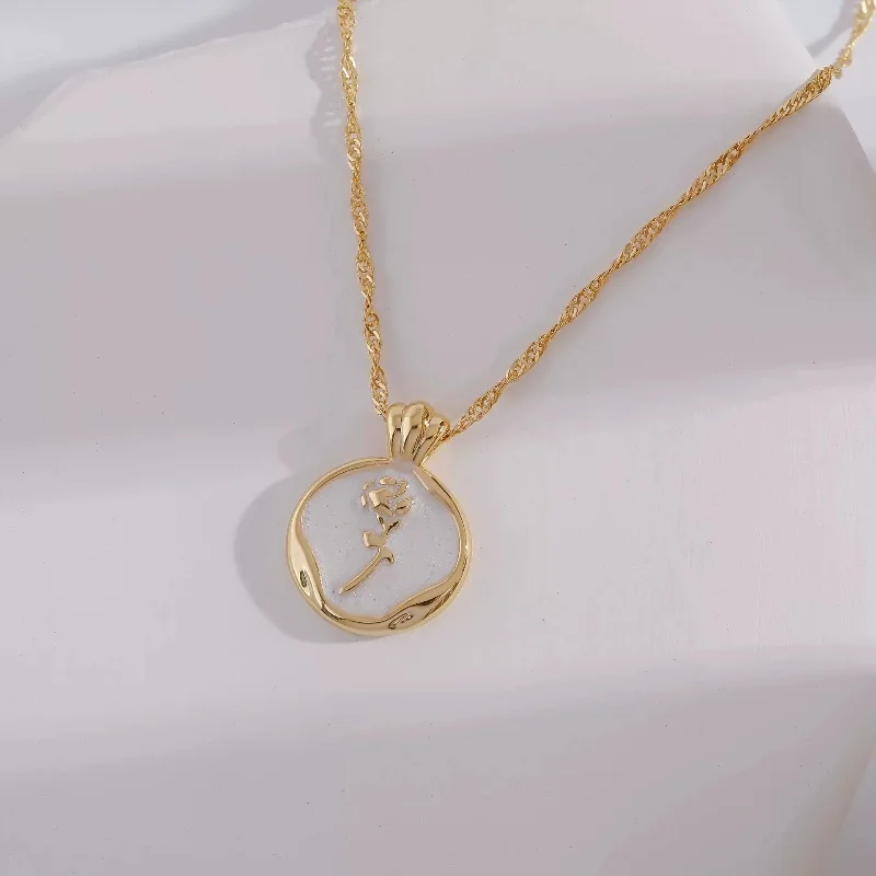 Stainless Steel Fashionable Metal Tulip Rose Pendant Necklace Women's Charming Dressing Dating Party Daily Jewelry Accessories