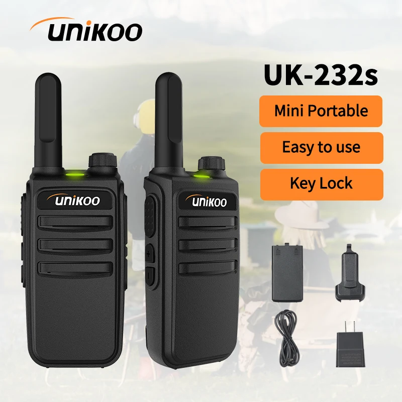 UNIKOO UK232S 2PCS Ultra-thin Mini Walkie Talkie Type C Charge VOX PMR446 Profesional Portable Two-way Radio for Camping Cafe