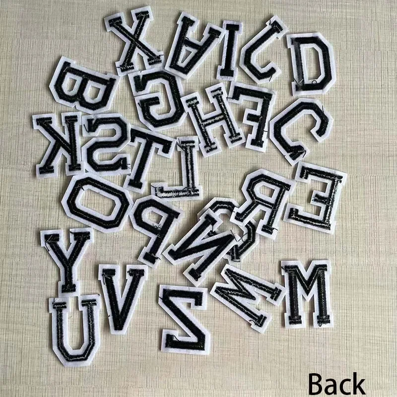 A~Z Alphabet Letters,0~9 Numbers Applique Clothes Sticker,Black Letter Badges Fabric Embroidery Iron on Patches, Jersey,uniform