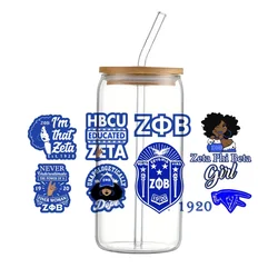 11x24cm Zeta Phi Beta Sorority ZFB Printed UV DTF Printed Wrap Sticker for Cup Glass Can Waterproof 16oz Sticker