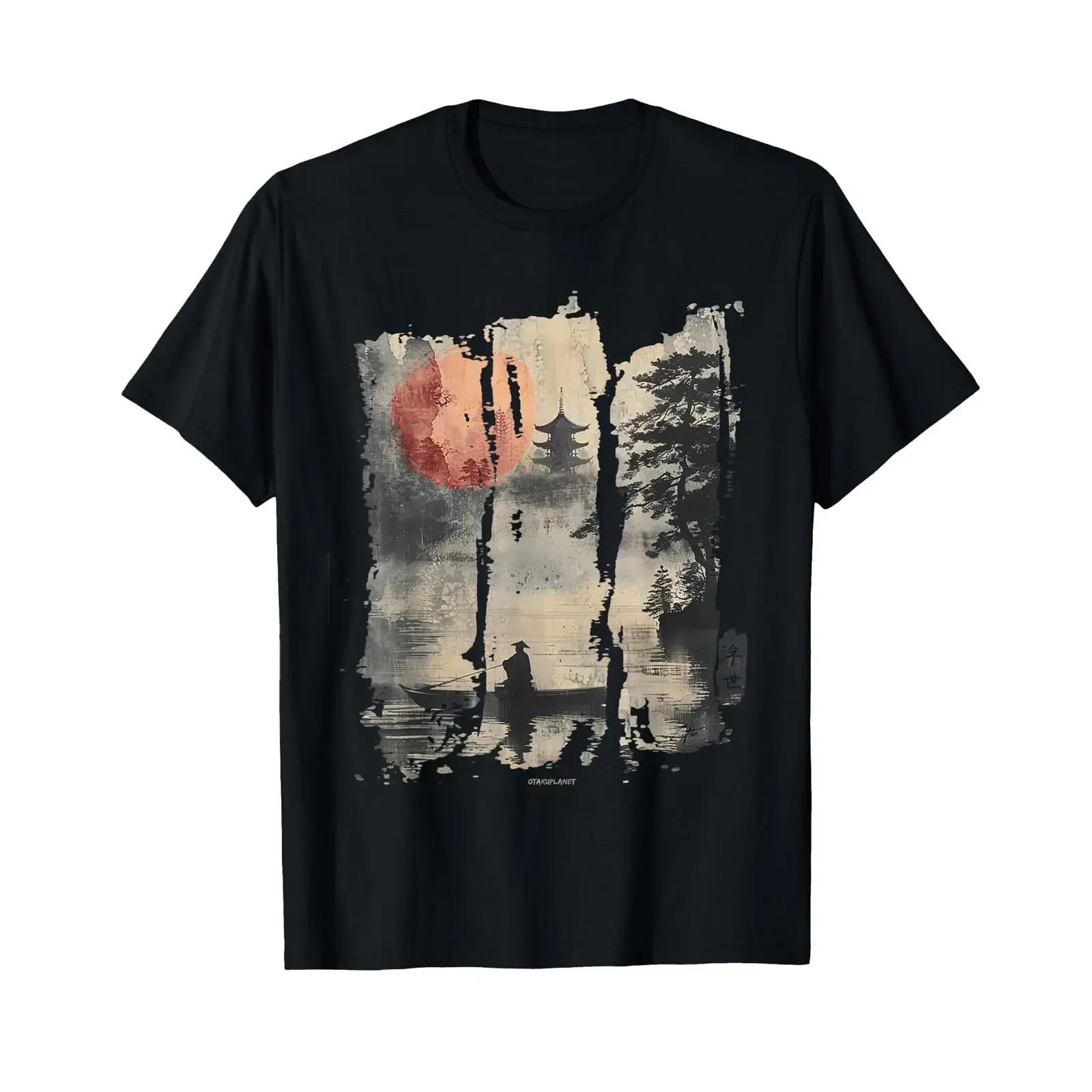 Japanese Floating World in Retro Vaporwave Harajuku 90s T Shirt vintage Washed Slightly Stylish Top For Everyday Wear Versatile