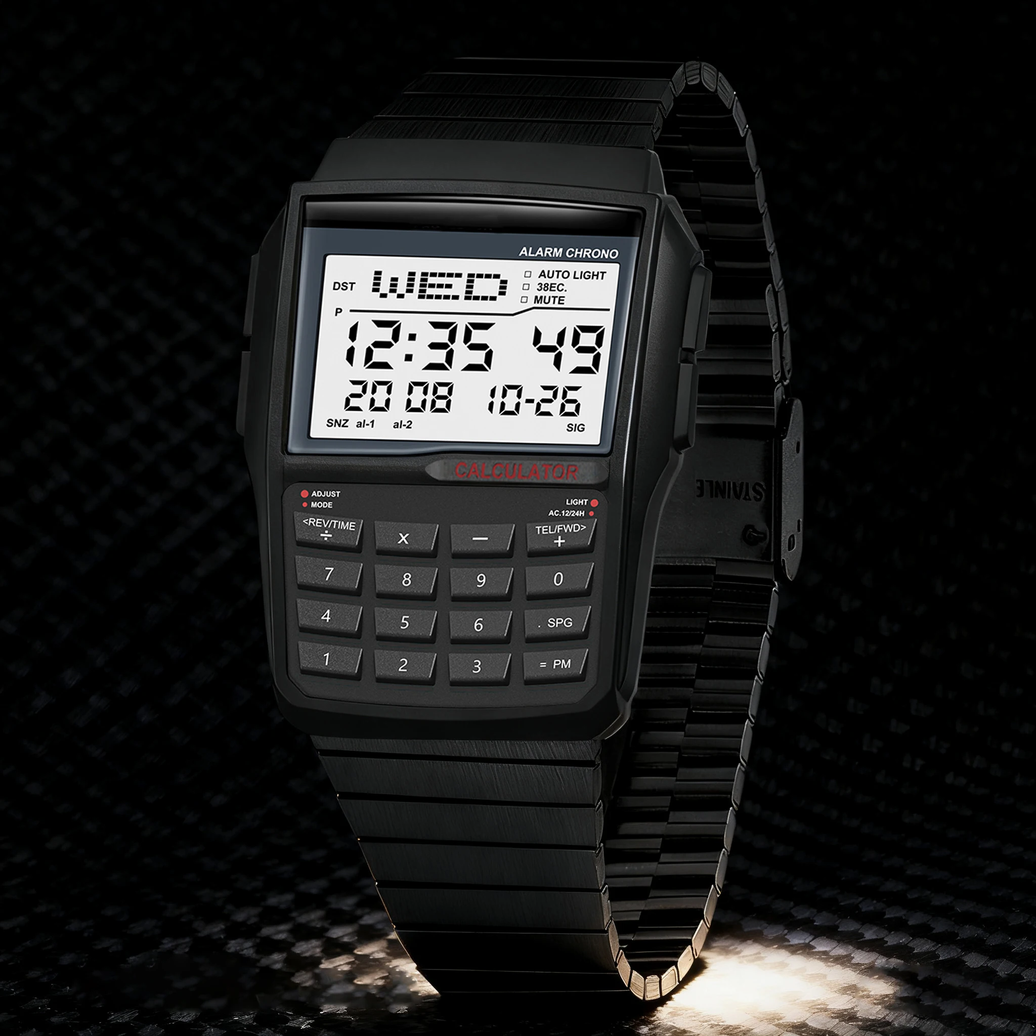 Men's Top Luxury Steel Strap Watch Calculator Watch Multifunction LED Watch Computer Style Hot Selling Model
