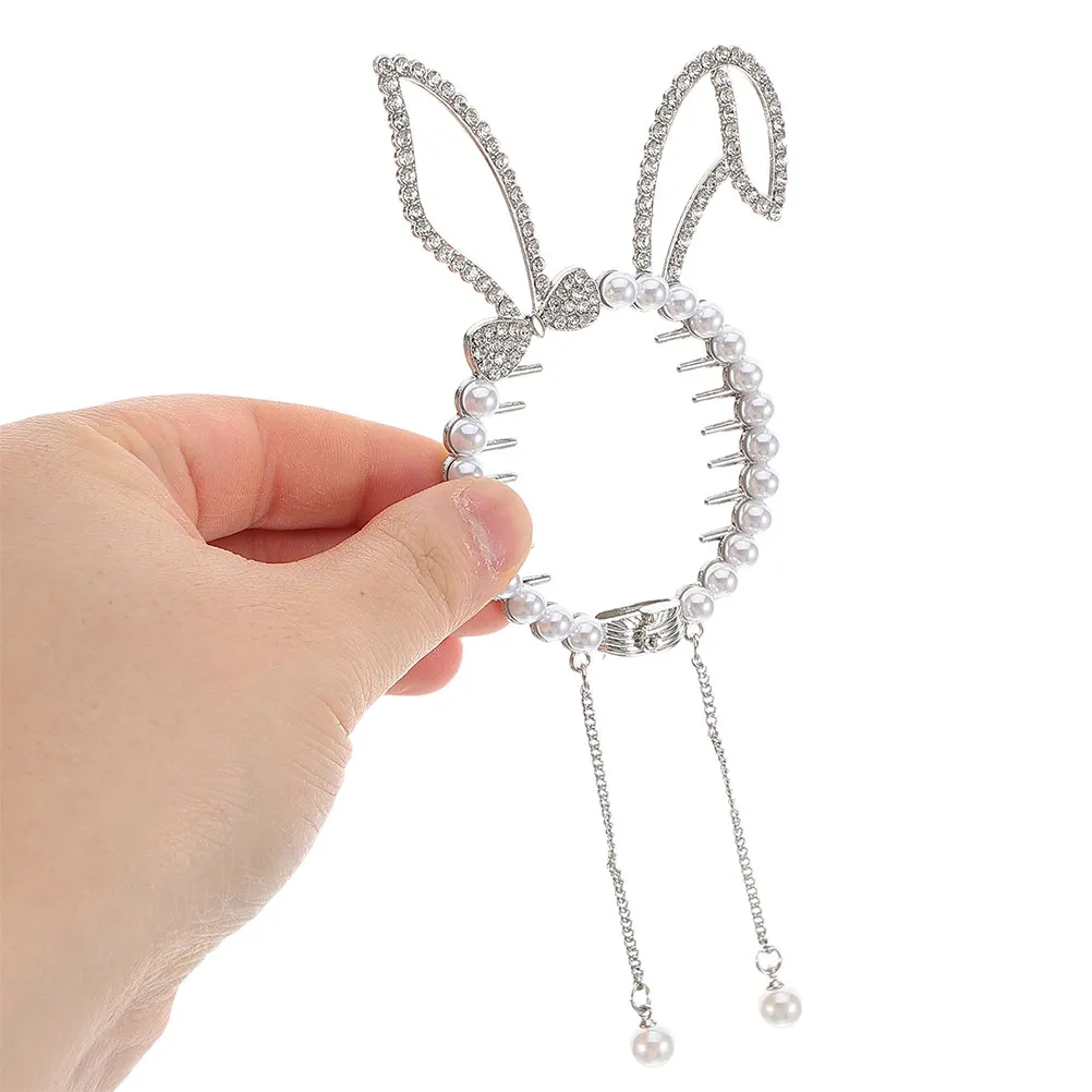

2Pcs Bunny Ear Bun Holder Hair Clips Lightweight Stylish Hair Styling Accessories for Girls Ponytail Buckle Daily Parties