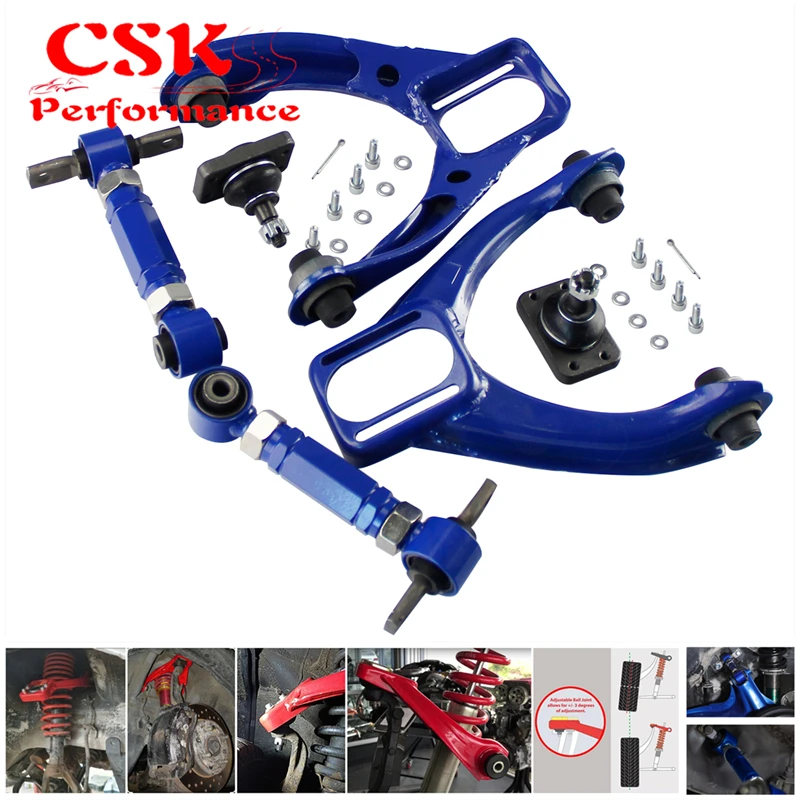 Front Upper Control Arms+Rear Camber Adjustable Kit For Honda Civic EK 1996-2000