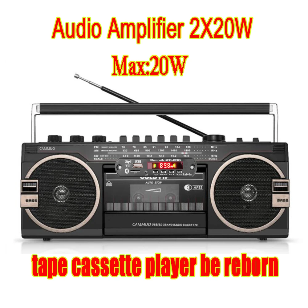 60W Verstärker Bluetooth 5,3 MP3 Decoder Board 9V 12V MP3 Player Auto FM Radio Modul Unterstützung USB SD TF AUX Mit Fernbedienung