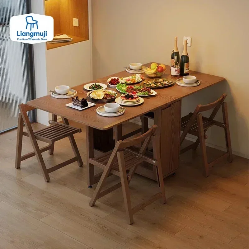 

Складной обеденный стол, набор из 6 стульев, роскошный современный компактный минималистичный обеденный стол, скандинавский стол À Manger, кухонная мебель