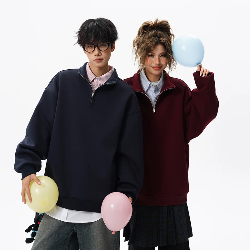 

Пара уличных модных альпинистских пеших прогулок, свободная удобная футболка с воротником-стойкой на половину молнии, весенне-осенняя универсальная толстовка с капюшоном