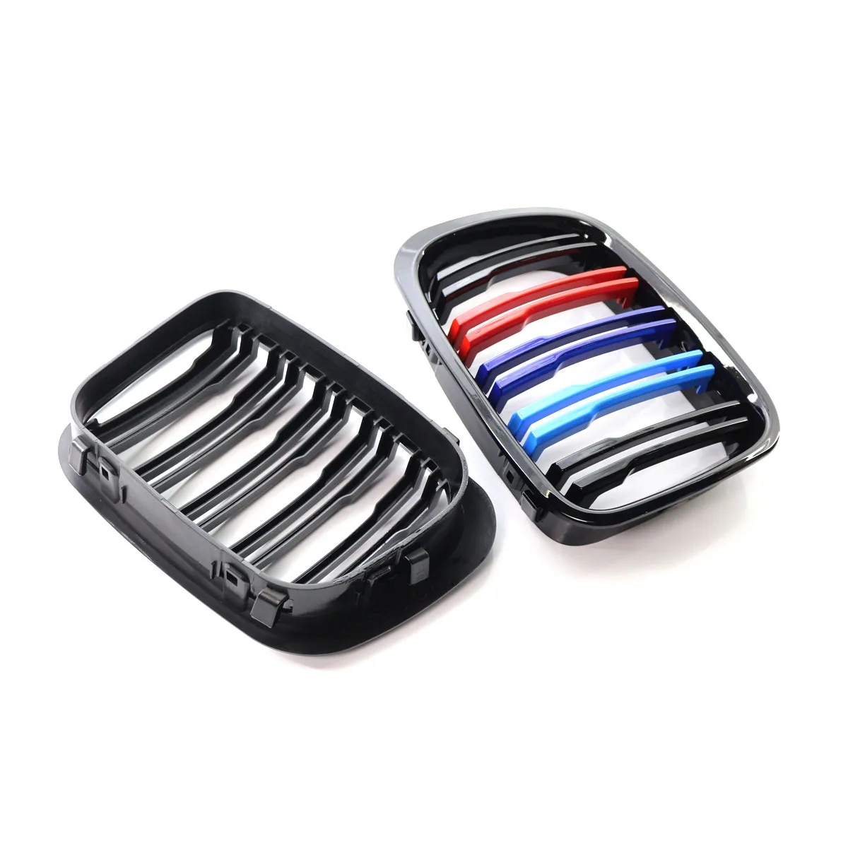 Front Kidney Grille Glossy Black Double Slat Style For BMW E46 4Door Saloon Wagon 1998‑2001 Direct‑Fit Hood Grille Pair Assembly - view 3