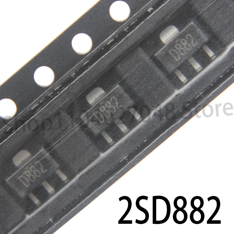 10PCS Brand new D882 SOT-89 SMD transistor 2SD882 power amplifier transistor large chip 3A 30V N PN crystal