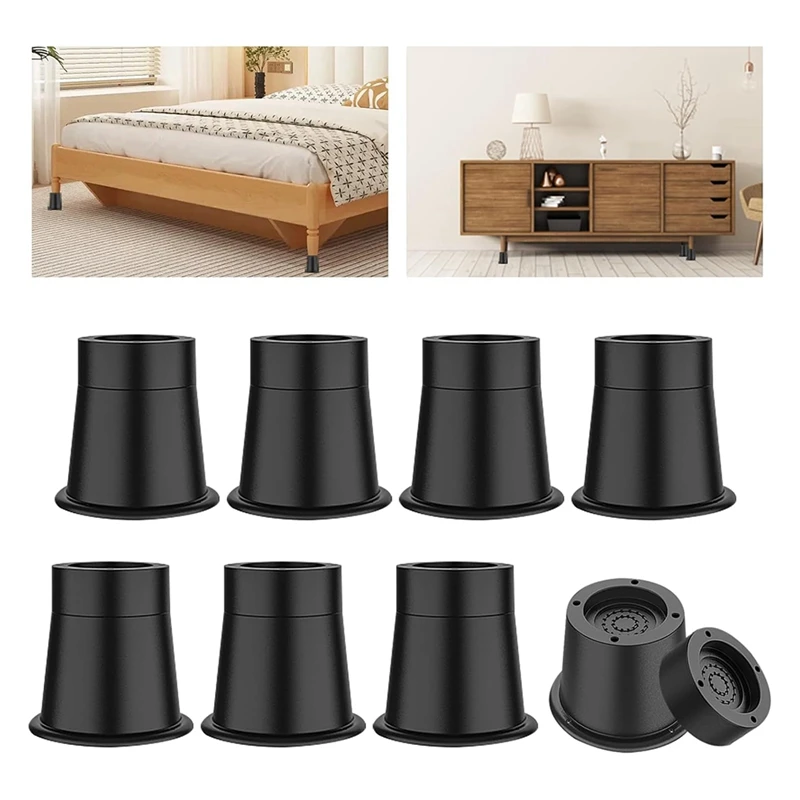 

3 Inch Bed Risers Heavy Duty Furniture Riser, Bed Lifts Risers, Bed Elevator Supports Up To 6,000 Lbs 8 Pack