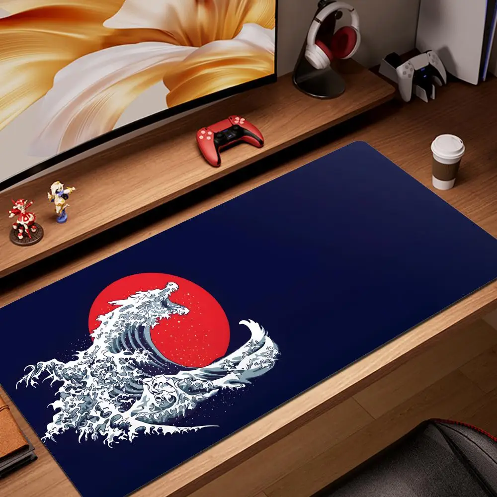 

Japanese Style Mouse Pad Non-slip Carpet XXL Ukiyo-e Large Gaming Accessories Playmats Giant Waves Mouse Mat Keyboard Desk Mats