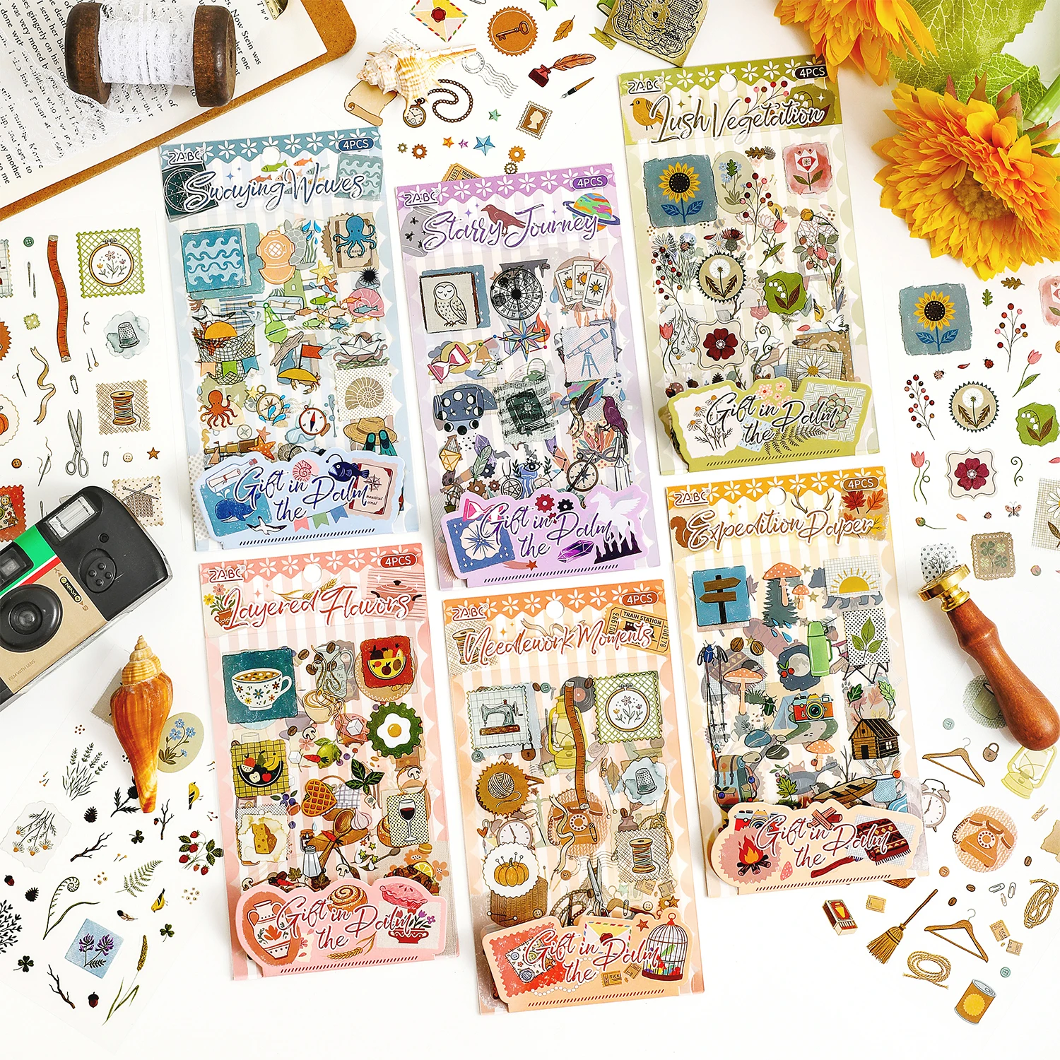 JIAMEI 4sheets Kawaii Ins Life Small Patterns PET Die cut Stickers DIY Diary Scrapbook Phone Case Aesthetic Decoration